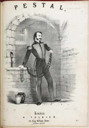 Title page showing a soldier in chains in a prison cell.