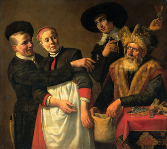 Mooy-Aal and her Suitors, 1630 (oil on canvas)