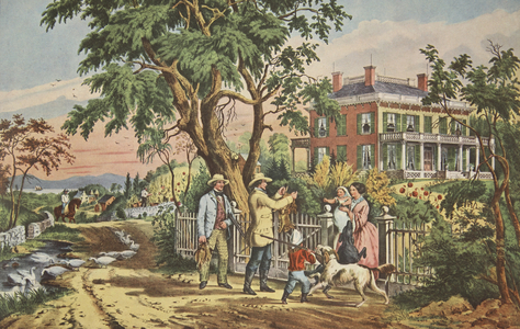 American Country Life - October Afternoon,pub. 1855, Currier & Ives (colour litho)