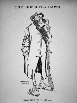 'The Hopeless Dawn' - cartoon from the Gallipoli campaign of 1915 published in 'The Anzac Book', 1916 (litho)