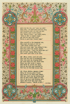 The first Christmas carol (colour litho)
