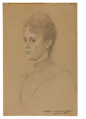Study for a portrait (Mrs. Heymann?), c.1892 (pencil with white heightening on buff paper)