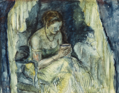 A Cup of Tea,  (watercolour and charcoal on paper)