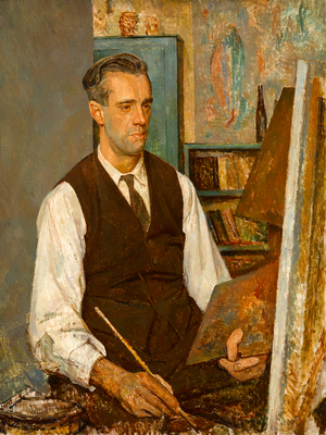 Portrait of an artist, possibly Stanley Badmin, c.1925 (oil on panel)