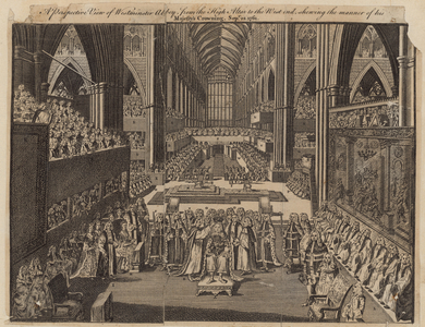 A perspective view of Westminster Abbey from the high altar in the west end (engraving)
