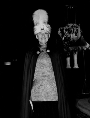 Paul-Louis Weiller (1893-1993), French Pilot, here at A Costume Ball Given By The Baron Alexis De Rede, Lambert Hotel, Paris, on December 6, 1969 (b/w photo)