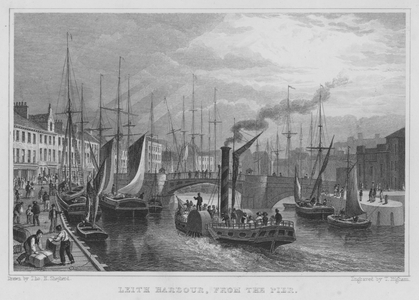 Leith Harbour, from the Pier (engraving)