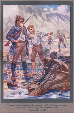 I went rather early in the morning with the boys to make further observations    (colour litho)