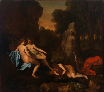 Narcissus (and Echo and Two Nymphs), 17th century (oil on canvas)