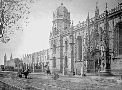 Jeronimos monastery in Belem, 1910 (b/w photo)