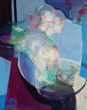 In Stillness We Unfold: Becoming, 2025 (acrylics and pastels on canvas)