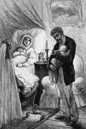 Parents with their new-born baby, 1850