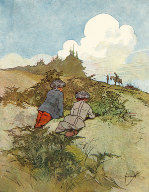 Chums: Watching soldiers (colour litho)