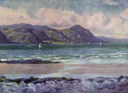 Distant View of Penmaenmawr, Early Morning Light (colour litho)