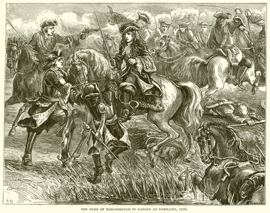 The Duke of Marlborough in Danger at Ramillies, 1706 (engraving)