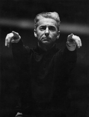 Herbert von Karajan conducting, Berlin, 1966. Austrian conductor, 5 April 1908 - 16 July 1989.
