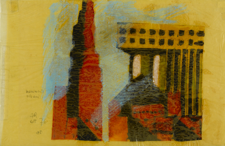 Urban Monuments, 1976 (watercolor and tempera on tissue paper)