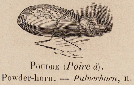 Le Vocabulaire Illustre: Poudre (Poire a); Powder-horn; Pulverhorn (engraving)