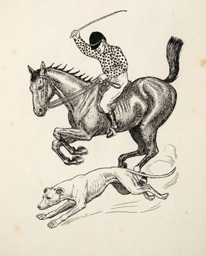 The Horse and Greyhound, from A Hundred  Anecdotes of Animals, pub. 1924 (engraving)