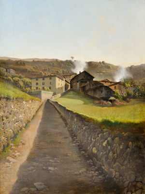 Village with road and houses, c.85 (oil on canvas)