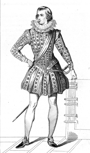 Louis XIII, French vintage clothes XVI century Luis kingdom XIII, King of France and Navarre