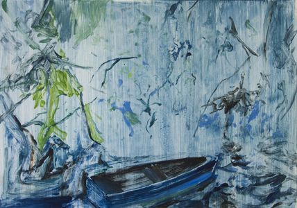 Blue Boat Rain Nocturne, 2015 (monotype)