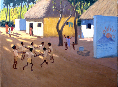 Children dancing, India (oil on canvas)