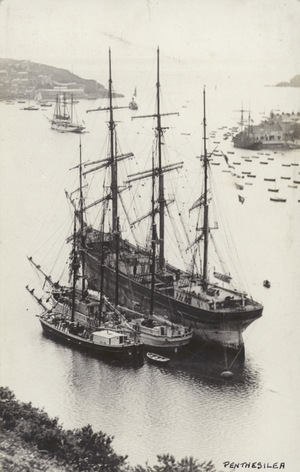 Penthesilea, Fowey Harbour (b/w photo)