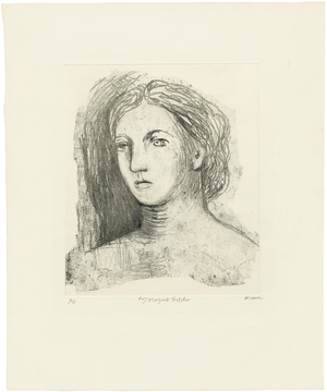 Head of a Woman, 1981 (soft-ground etching)