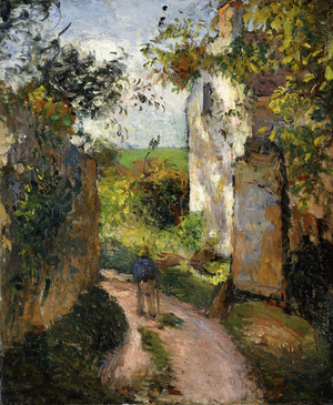 Peasant on an alley by a House, Pontoise; Paysan dans une Ruelle a l'Hermitage, Pontoise, 1876 (oil on canvas)