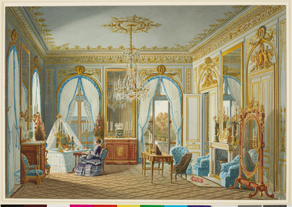 Queen Victoria's dressing-room at St Cloud, dated 1855 (watercolour and bodycolour on paper)