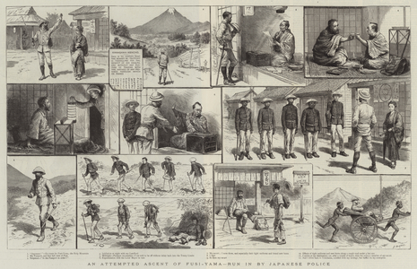 An Attempted Ascent of Fusi-Yama, run in by Japanese Police (engraving)
