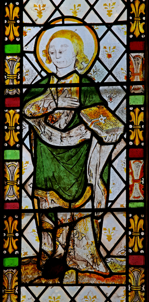 Window n3 depicting St John at the Crucifixion (stained glass)