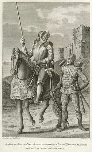 Illustration showing Medieval man at arms