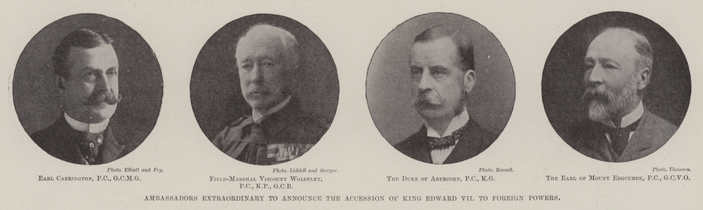 Ambassadors Extraordinary to announce the Accession of King Edward VII to Foreign Powers (b/w photo)