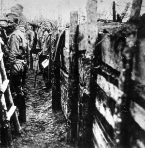 Russian Soldiers in the Trenches of the Front During World War I (1914-1918).