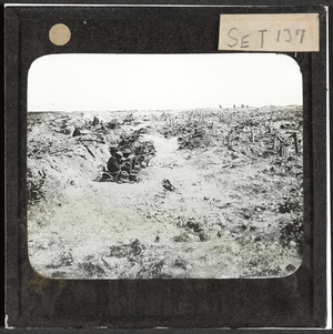 Occupying an old German trench, September 1916 (lantern slide)