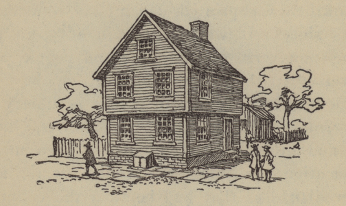Birthplace of Benjamin Franklin, Milk Street, Boston, Massachusetts (litho)
