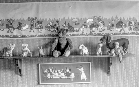 Children toys of Steiff teddy bear and other stuffed animals in the home of Dr. Fritz…, 1920 (photo)