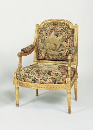 Armchair (gilded wood with tapestry)