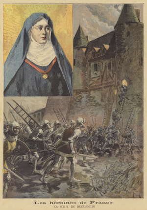 The heroines de France: the sister of du Guesclin (colour litho)