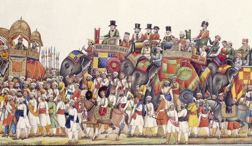Panorama of a durbar procession of Akbar II, Emperor of Delhi, 1806-37