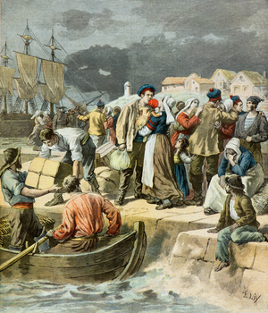 Departure of Breton fishermen, 1894 (illustration)