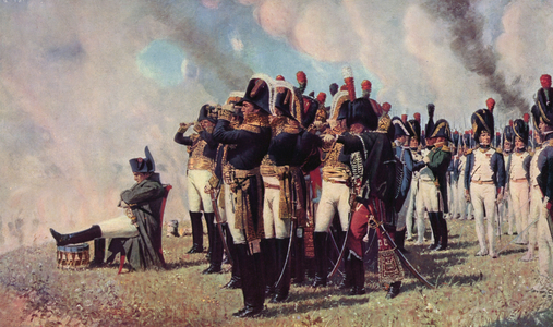 Napoleon I on the Borodino Heights (colour litho)