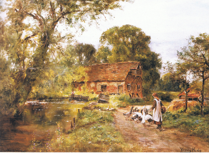 Driving the geese, from from magazine or book source unknown (colour litho)