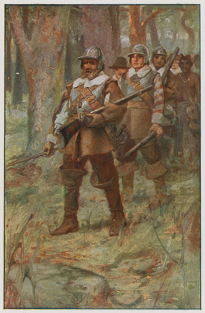 The Courtship of Miles Standish (colour litho)