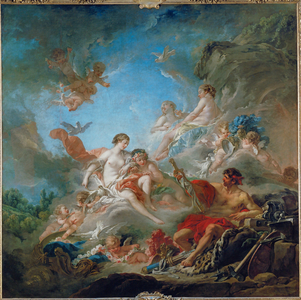 Vulcain presentant a Venus des armes pour Enee ...