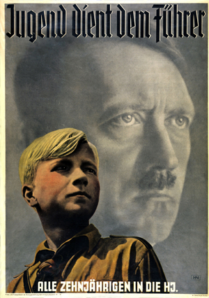 Youth serves the Fuhrer'  'All 10-year olds in the Hitler Youth'. Hitler youth Poster circa 1936.