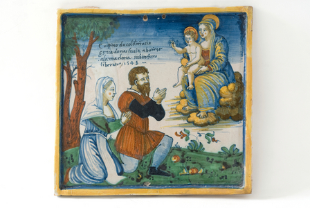 Madonna and Child Jesus Appears to a Couple, 1548 (painted majolica)