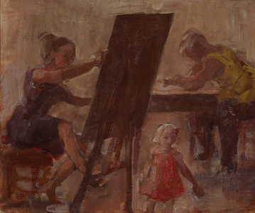 In the Studio aka Family of three, 2010 (Oil and Tempera on Panel)